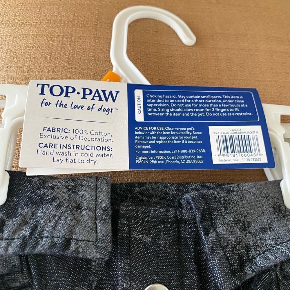 Top Paw Black Tie Dye Denim Dog Jacket. Size Medium. NWT - Picture 7 of 8